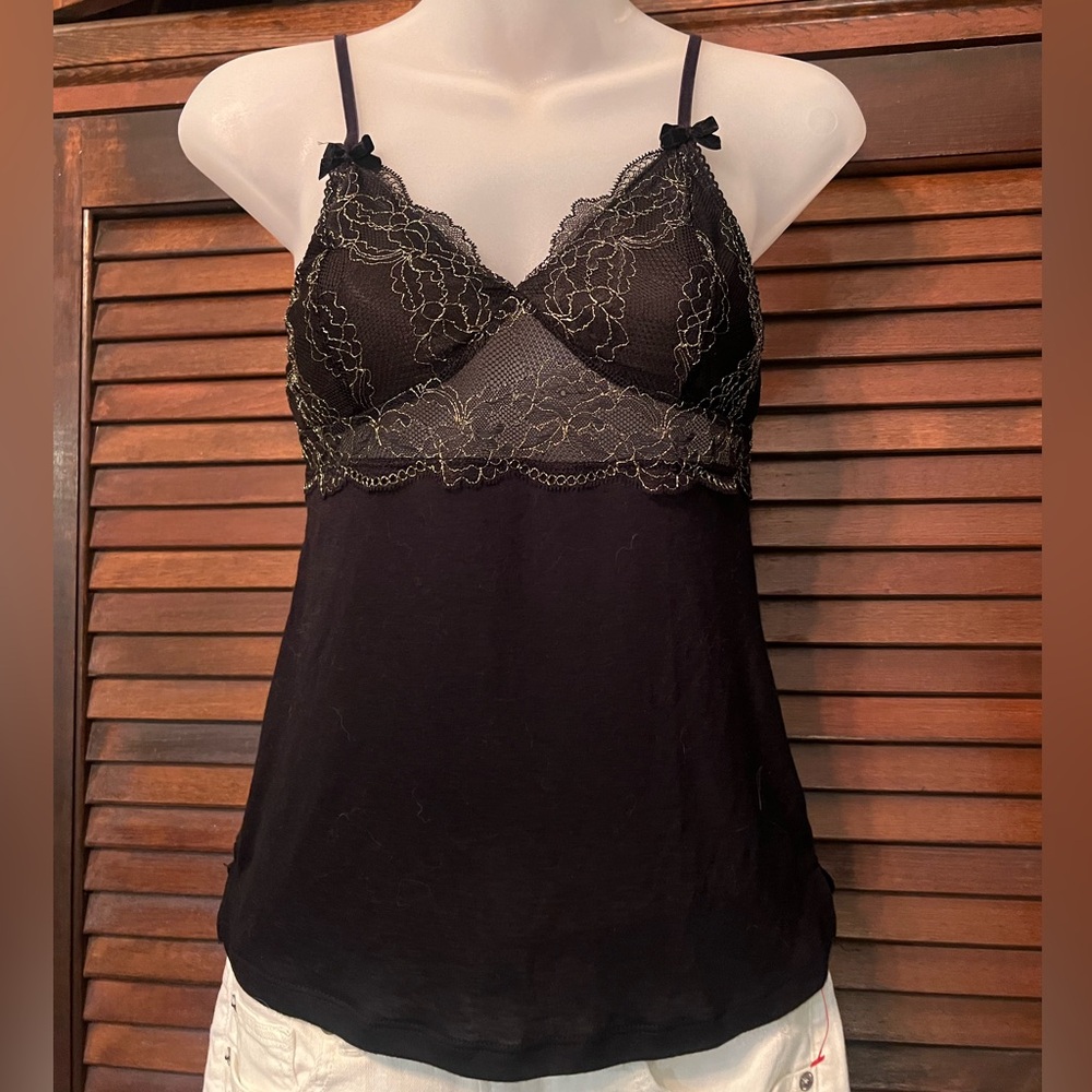 Aerie black and gold lace cami tank